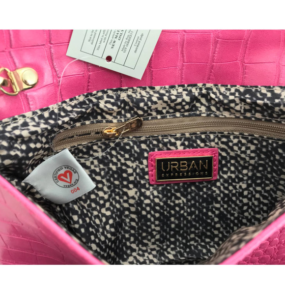 NWT Francesca's | Michele Croc Fold Over Crossbody, Fuchsia - Picture 7 of 8